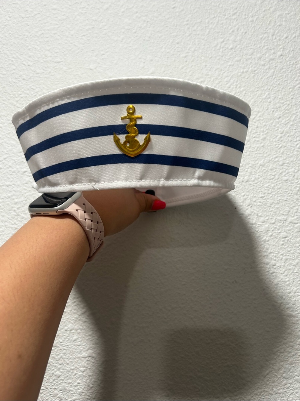 Source Unknown Kids Sailor Hat in White & Navy with Gold Anchor